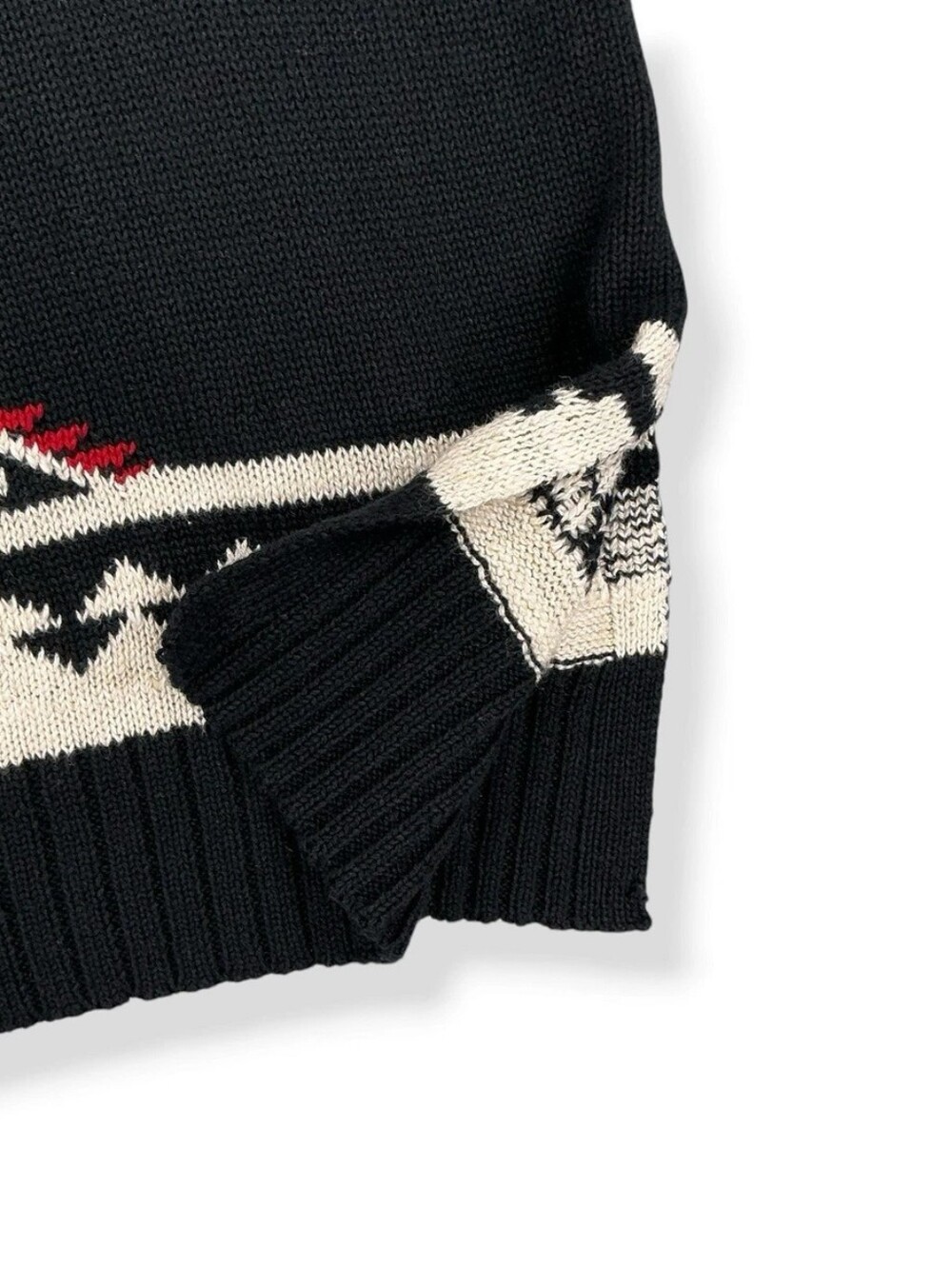 Ralph Lauren Black Aztec-Pattern Tunic Sweater w/ Red Accents Long Sleeves- L - Picture 15 of 15